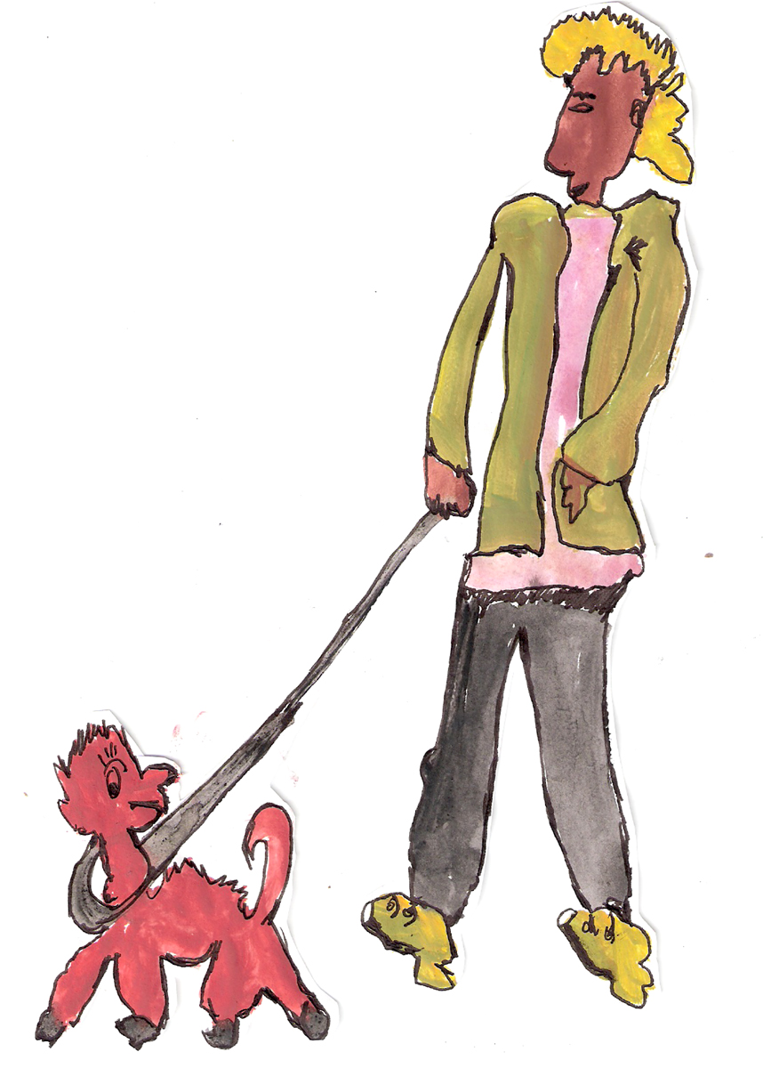 Dessin personnage et chien