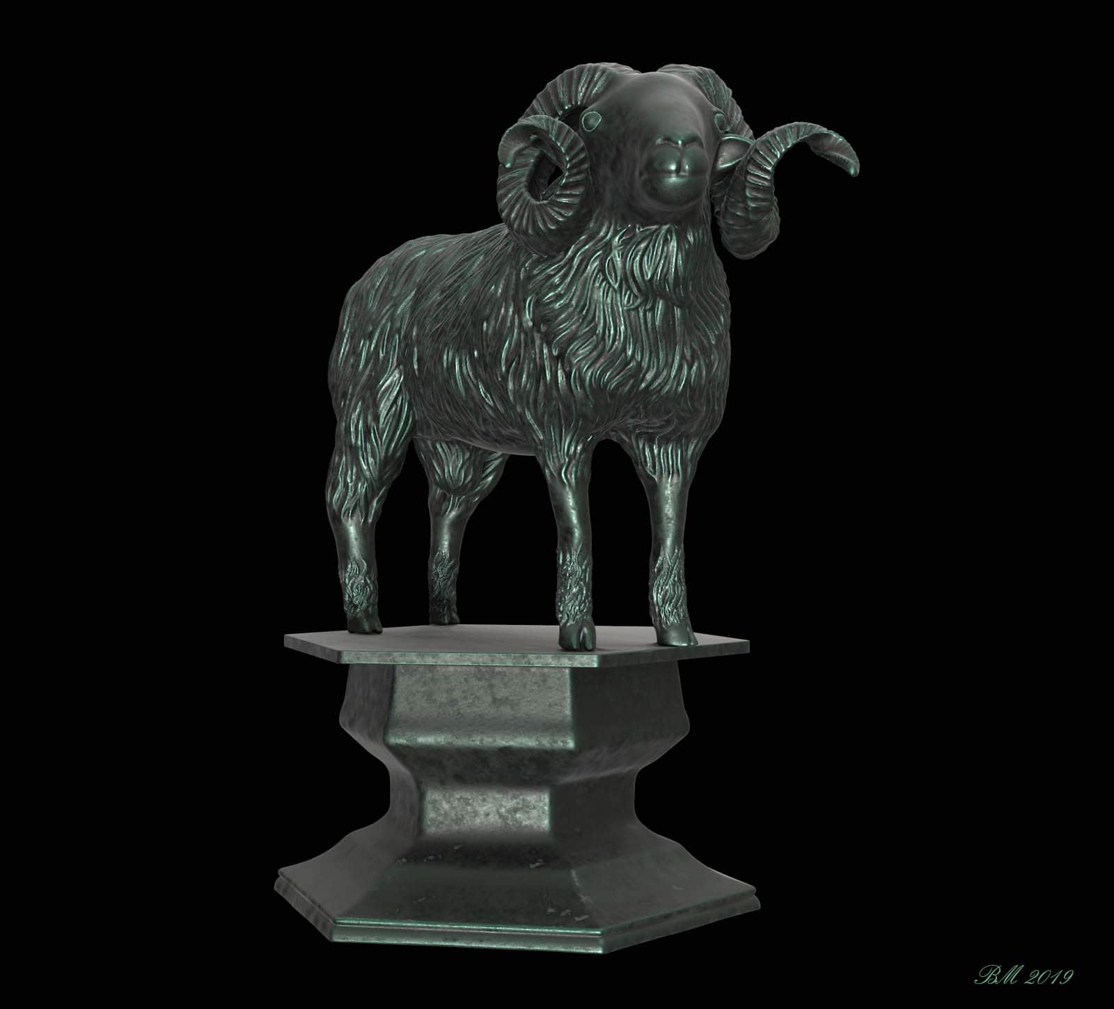 Sculpture 3d bélier Mont-de-Marsan
